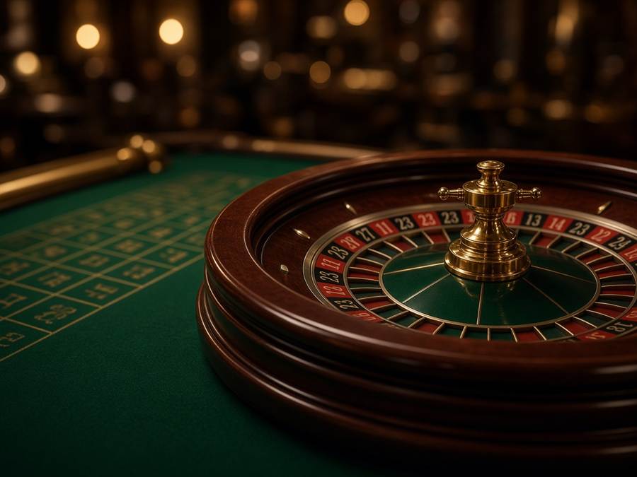 Roulette wheel and casino table games at Hourglass Dining